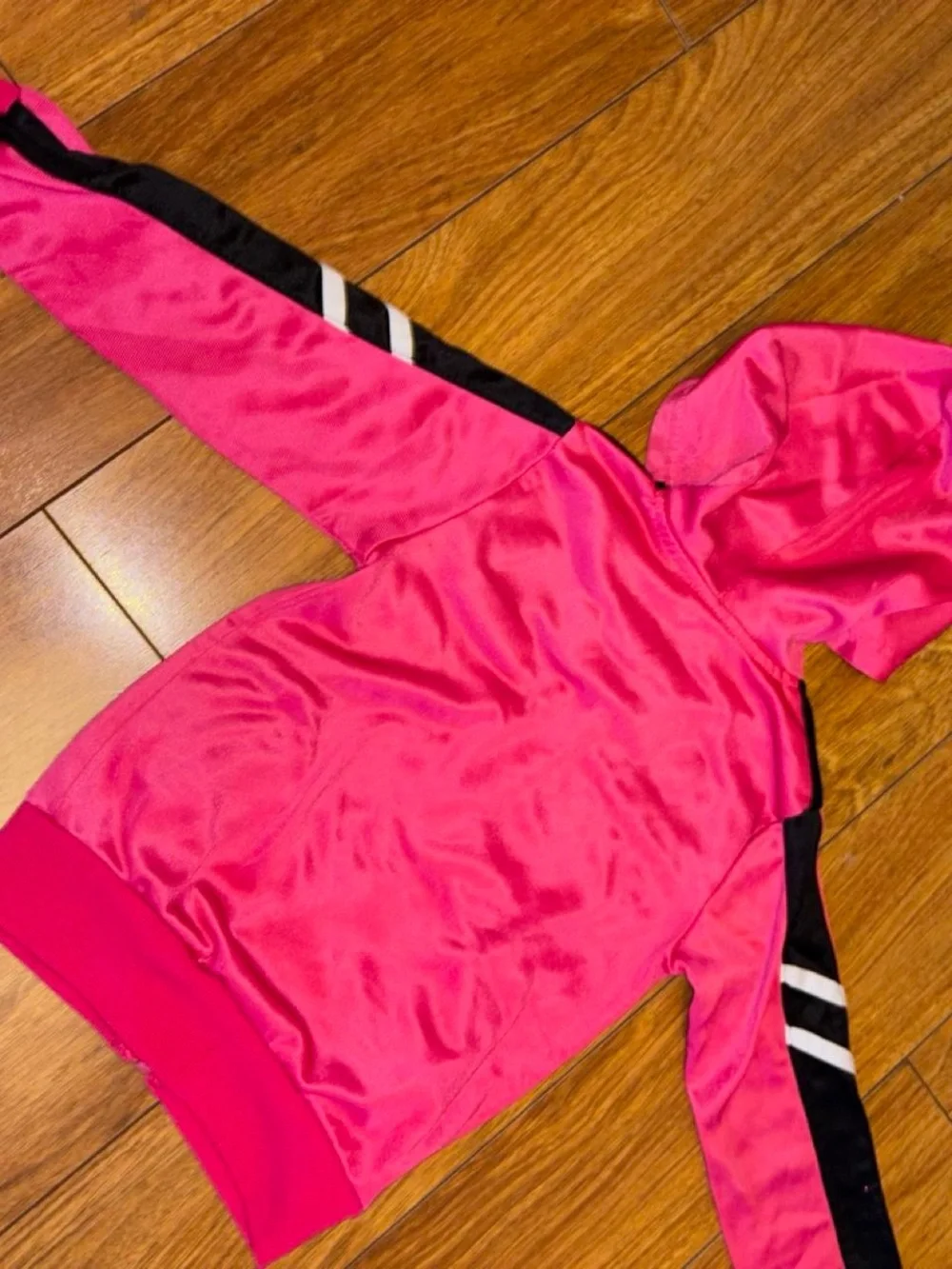 Y2K Pink and black zip up hoodie with peace and love design